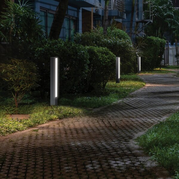 Viokef LED-Sockelleuchte Lir, ύψος 60 cm, σκούρο γκρι μέταλλο, Μαύρο, Αλουμίνιο, σύγχρονο