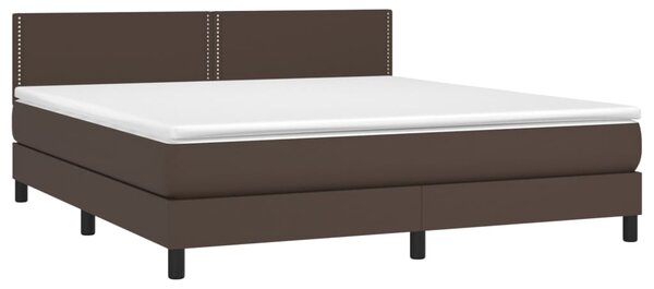 VidaXL Κρεβάτι Boxspring με Στρώμα Καφέ 180x200 εκ. Συνθετικό Δέρμα