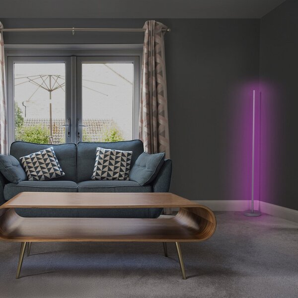 OSRAM SMART+ WiFi Φωτιστικό δαπέδου CORNER MAGIC ασημί 140 cm RGB, Μεταλλικό, Σαλόνι / τραπεζαρία, Αλουμίνιο, σύγχρονο
