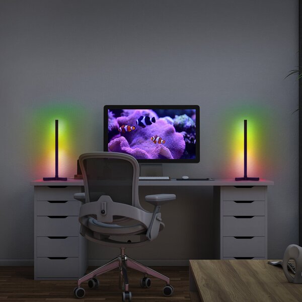 OSRAM SMART+ WiFi Επιτραπέζια λάμπα CORNER MAGIC, μαύρη 43 cm RGB, Μαύρο, Σαλόνι / τραπεζαρία, Αλουμίνιο, σύγχρονο