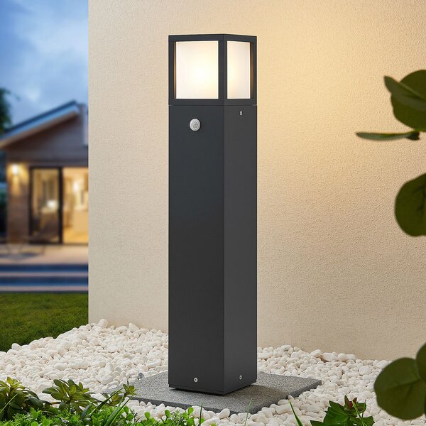 Lucande Dewari φως διαδρομής, ανιχνευτής κίνησης, E27, 65cm, IP54, ρυθμιζόμενος, Γκρι, Αλουμίνιο, σύγχρονο