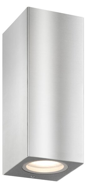 LCD Εξωτερικός φωτισμός τοίχου 5051, ανοξείδωτο ατσάλι, 17 cm, IP54, up/down, GU10, ρυθμιζόμενος, Μεταλλικό, Μέταλλο, σύγχρονο, Πρίζα τοίχου πάνω/κάτω