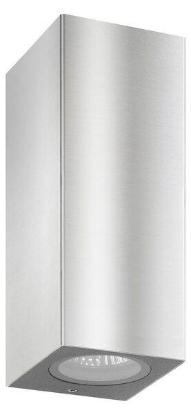 LCD Εξωτερικός φωτισμός τοίχου 5051, ανοξείδωτο ατσάλι, 17 cm, IP54, up/down, GU10, ρυθμιζόμενος, Μεταλλικό, Μέταλλο, σύγχρονο, Πρίζα τοίχου πάνω/κάτω