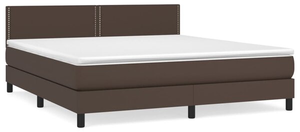 VidaXL Κρεβάτι Boxspring με Στρώμα Καφέ 180x200 εκ. Συνθετικό Δέρμα