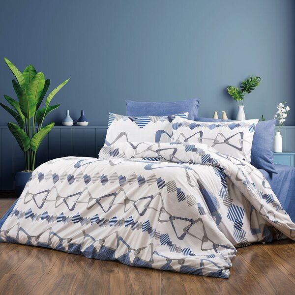 Σεντόνια Μονά (Σετ 160x240) Dimcol Δαρεία 489 White-Blue