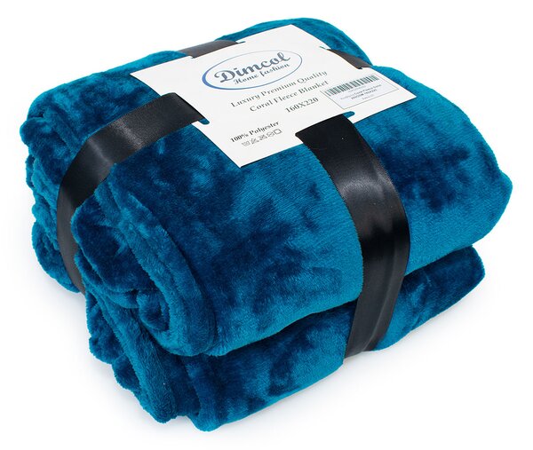 Κουβέρτα Fleece Μονή (160x220) Dimcol Solid 03 Petrol