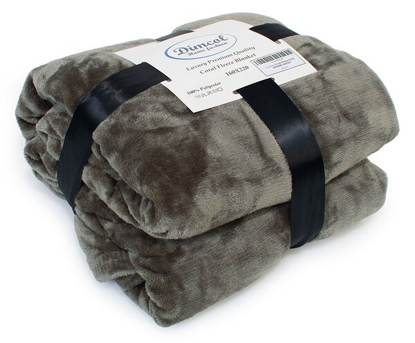 Κουβέρτα Fleece Μονή (160x220) Dimcol Solid 07 Olive