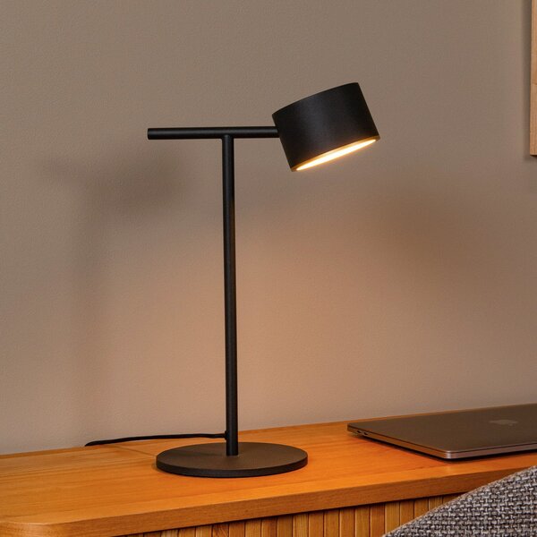 Lucide LED επιτραπέζια λάμπα Gian, μαύρη, ύψος 40 cm, μέταλλο, ρυθμιζόμενος, Μαύρο, Σαλόνι / τραπεζαρία, Μέταλλο, σύγχρονο