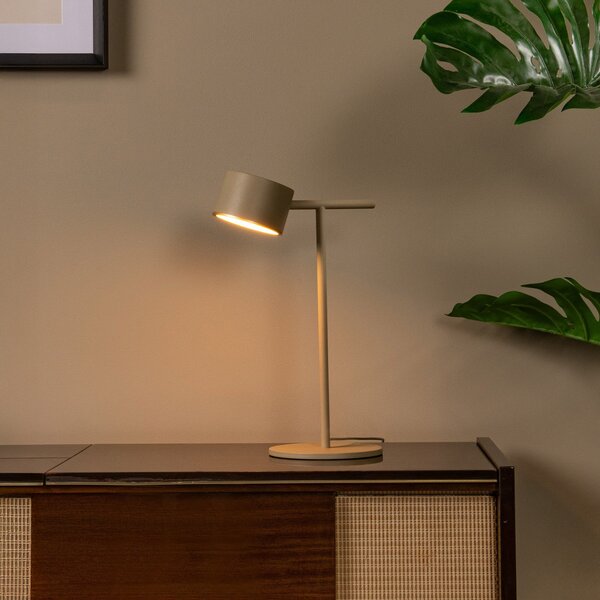 Lucide LED επιτραπέζια λάμπα Gian, γκρι-καφέ, ύψος 40 cm, μέταλλο, ρυθμιζόμενος, Μπεζ, Σαλόνι / τραπεζαρία, Μέταλλο, σύγχρονο