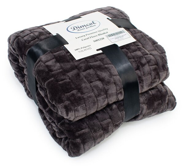 Κουβέρτα Fleece Μονή (160x220) Dimcol Brick 08 Grey-Black