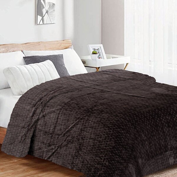 Κουβέρτα Fleece Μονή (160x220) Dimcol Brick 08 Grey-Black