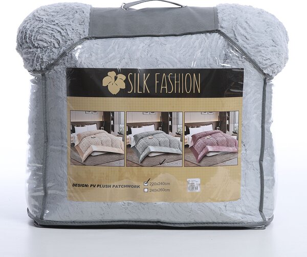 Κουβερτοπάπλωμα King Size (240x260) Silk Fashion Plush Blue Silver