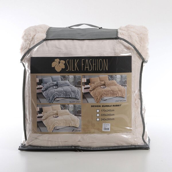 Γούνινο Κουβερτοπάπλωμα Υπέρδιπλο (220x240) Silk Fashion Burble Cream