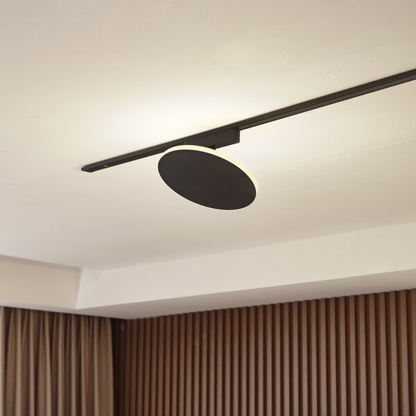 Lindby LED φωτιστικό πορείας Lumaro, μαύρο, αλουμίνιο, 48V, ρυθμιζόμενο, ρυθμιζόμενος, Μαύρο, Σαλόνι / τραπεζαρία, Αλουμίνιο, σύγχρονο