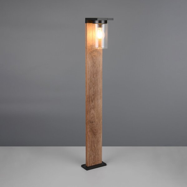 Trio Lighting Φωτιστικό διαδρόμου ARDILA, εμφάνιση ξύλου, ύψος 100 cm, μέταλλο/γυαλί IP44, ρυθμιζόμενος, Ξύλου, Αλουμίνιο, σύγχρονο