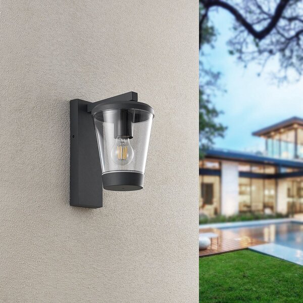 Trio Lighting Εξωτερικός φωτιστικός τοίχου CAVADO, ανθρακί, ύψος 28 cm, IP44, ρυθμιζόμενος, Μαύρο, Αλουμίνιο, σύγχρονο
