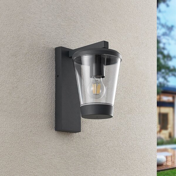 Trio Lighting Εξωτερικός φωτιστικός τοίχου CAVADO, ανθρακί, ύψος 28 cm, IP44, ρυθμιζόμενος, Μαύρο, Αλουμίνιο, σύγχρονο