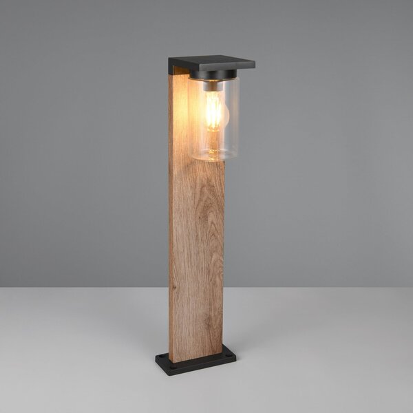 Trio Lighting Φωτιστικό διαδρόμου ARDILA, εμφάνιση ξύλου, ύψος 65 cm, μέταλλο/γυαλί, IP44, ρυθμιζόμενος, Ξύλου, Αλουμίνιο, σύγχρονο