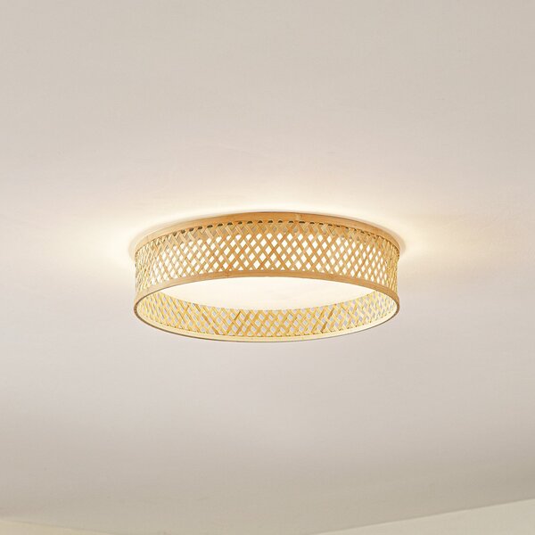 Lindby LED φωτιστικό οροφής Eilif, μπαμπού, Ø 40 cm, Ξύλου, Σαλόνι / τραπεζαρία, Μπαμπού, σύγχρονο