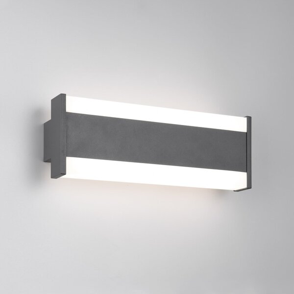 Trio Lighting Λάμπα LED εξωτερικού χώρου DAWSON, 30 cm, ανθρακί IP54 CCT up/down, Μαύρο, Αλουμίνιο, σύγχρονο, Γωνιακός τοίχος
