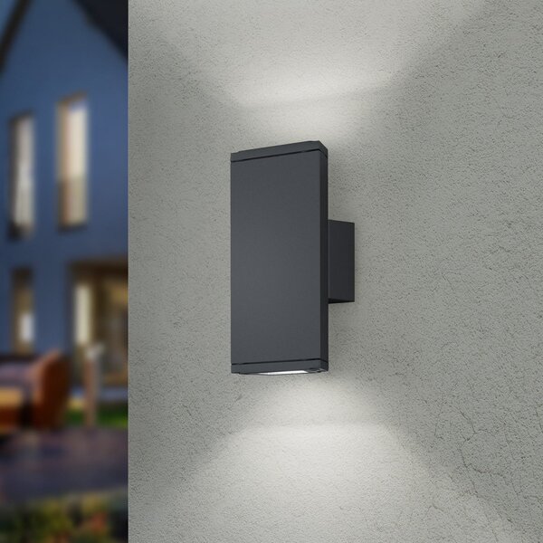 Trio Lighting Λάμπα LED εξωτερικού χώρου COLORADO ανθρακί ύψος 20 cm μέταλλο IP54, Μαύρο, Αλουμίνιο, σύγχρονο, Γωνιακός τοίχος