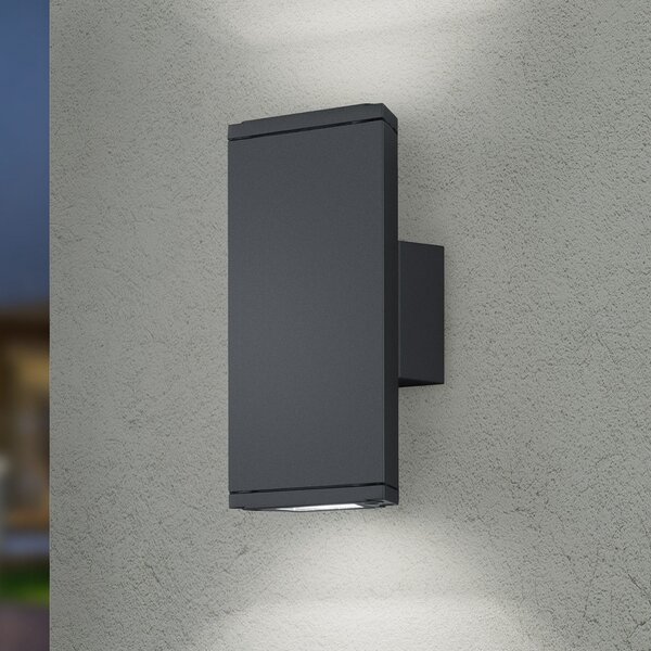 Trio Lighting Λάμπα LED εξωτερικού χώρου COLORADO ανθρακί ύψος 20 cm μέταλλο IP54, Μαύρο, Αλουμίνιο, σύγχρονο, Γωνιακός τοίχος