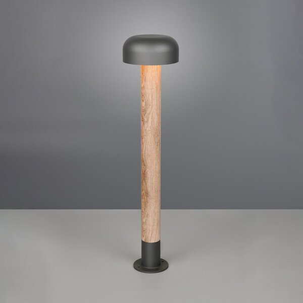 Trio Lighting Φωτιστικό διαδρόμου FRASER, εμφάνιση ξύλου, ύψος 85 cm, μέταλλο, IP54, ρυθμιζόμενος, Ξύλου, Αλουμίνιο, σύγχρονο