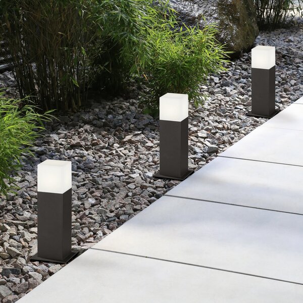 Trio Lighting LED-Sockelleuchte HUDSON, ανθρακί, ύψος 30 cm, μέταλλο IP44, Μαύρο, Αλουμίνιο, σύγχρονο