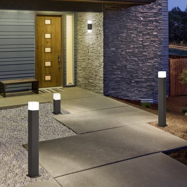 Trio Lighting Φωτιστικό LED HUDSON, ανθρακί, ύψος 80 cm, μέταλλο, IP44, Μαύρο, Αλουμίνιο, σύγχρονο