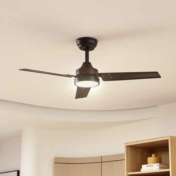 Lindby Ανεμιστήρας οροφής LED Aerallo, μαύρος, CCT, αθόρυβος, Μαύρο, Σαλόνι / τραπεζαρία, Μέταλλο, σύγχρονο