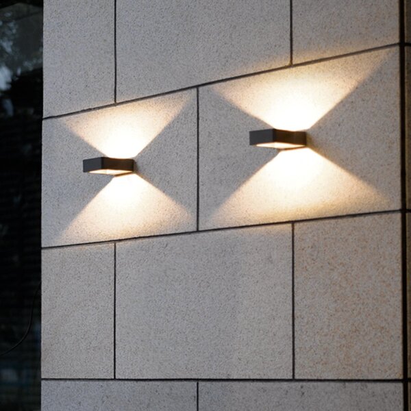 Trio Lighting Λάμπα LED εξωτερικού χώρου RENO, ανθρακί, πλάτος 12 cm, μέταλλο IP54, Μαύρο, Αλουμίνιο, σύγχρονο