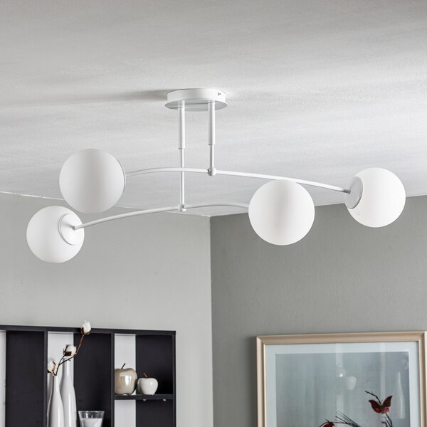EMIBIG LIGHTING Φωτιστικό οροφής Pregos 4, τετραπλό, λευκό, ρυθμιζόμενος, Λευκό, Διάδρομος, Μέταλλο, σύγχρονο