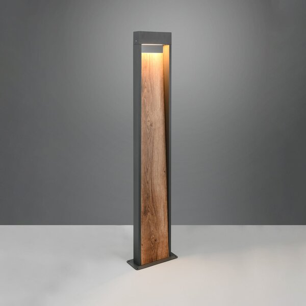 Trio Lighting Φωτιστικό LED SALMON, εμφάνιση ξύλου, ύψος 100 cm μέταλλο, IP44, Ξύλου, Αλουμίνιο, σύγχρονο