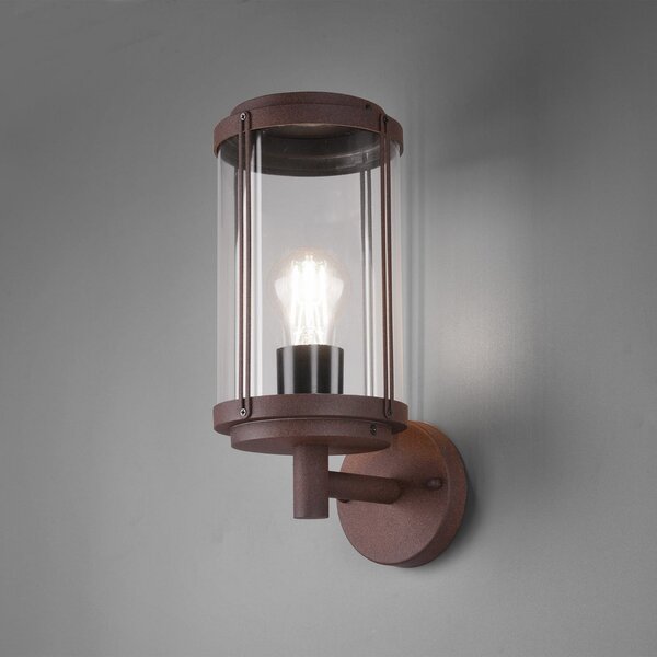 Trio Lighting Εξωτερικό φωτιστικό τοίχου TANARO, χρώμα σκουριάς, ύψος 33 cm, μέταλλο IP44, ρυθμιζόμενος, Καφέ / Σκουριάς, Αλουμίνιο, σύγχρονο, Στρογγυλό τοίχο