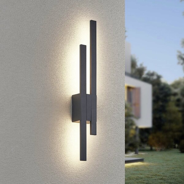 Trio Lighting Λάμπα LED εξωτερικού χώρου TAWA, ανθρακί, 62 cm μέταλλο 2-φωτιστικά. IP54, Μαύρο, Αλουμίνιο, σύγχρονο