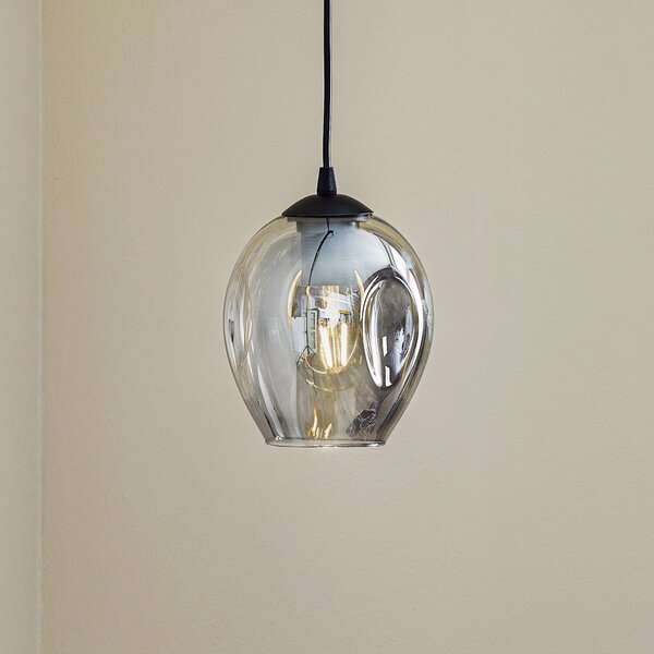 EMIBIG LIGHTING Κρεμαστή λάμπα Starla, γυαλί γραφίτη, 1 φως στρογγυλό, ρυθμιζόμενος, Μαύρο, Σαλόνι / τραπεζαρία, Γυαλί, σύγχρονο