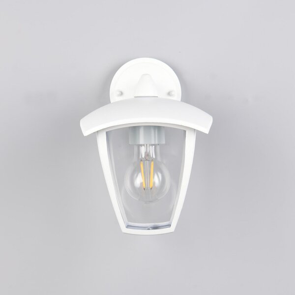 Trio Lighting Εξωτερικός φωτιστικός τοίχου VENTA, λευκός, υποδοχή κάτω, ύψος 24 cm IP44, ρυθμιζόμενος, Λευκό, Αλουμίνιο, Φανάρι