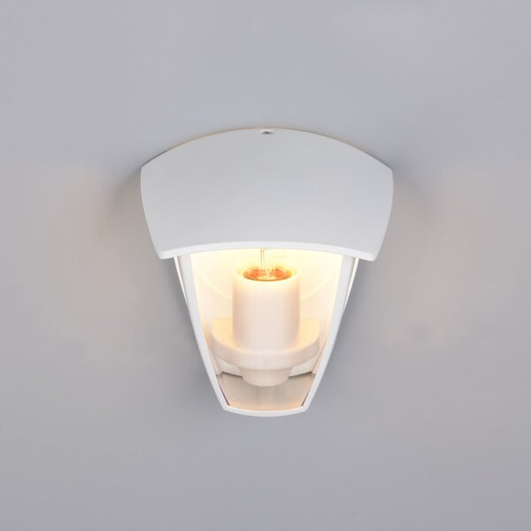 Trio Lighting Εξωτερικό φωτιστικό τοίχου VENTA, λευκό, υποδοχή στην κορυφή, ύψος 24 cm, IP44, ρυθμιζόμενος, Λευκό, Αλουμίνιο, Φανάρι