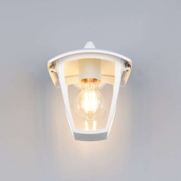 Trio Lighting Εξωτερικός φωτιστικός τοίχου VENTA, λευκός, υποδοχή κάτω, ύψος 24 cm IP44, ρυθμιζόμενος, Λευκό, Αλουμίνιο, Φανάρι