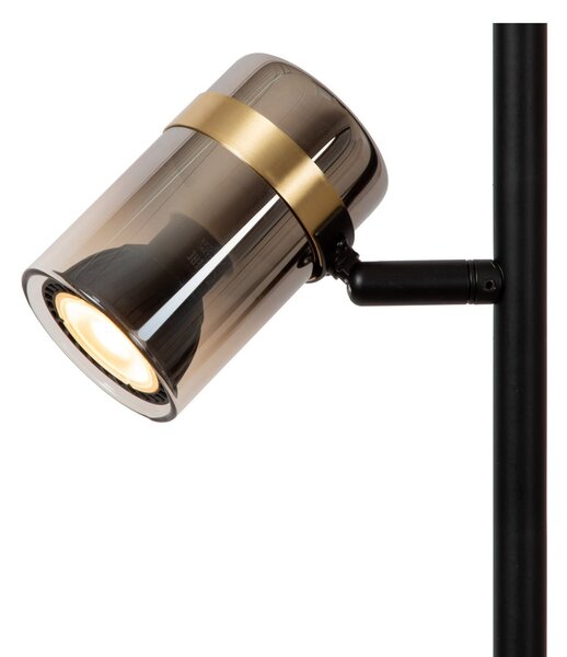 Lucide Φωτιστικό δαπέδου Upton, ύψος 154 cm, μαύρο/γκρι καπνιστό, 3 φτερά., Μαύρο, Σαλόνι / τραπεζαρία, Γυαλί, σύγχρονο