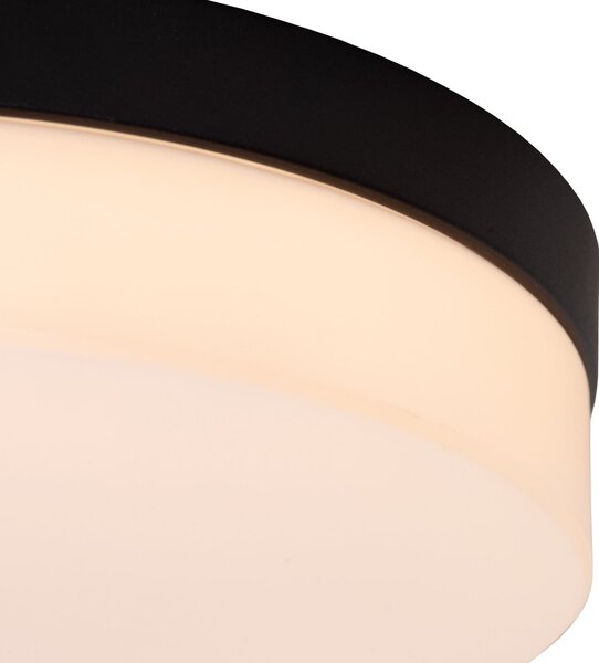 Lucide LED φωτιστικό οροφής μπάνιου Biskit, μαύρο, Ø 23 cm, πλαστικό, Μαύρο, Μπάνιο, Πλαστικό, σύγχρονο
