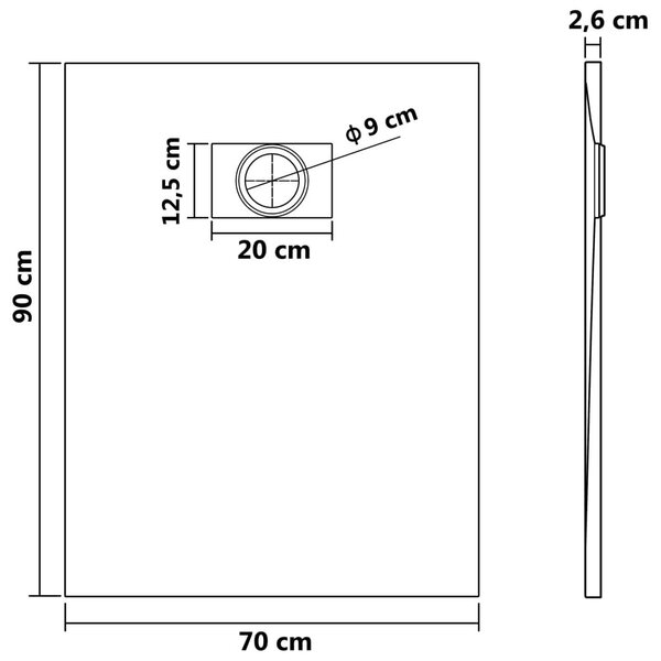 Βάση Ντουζιέρας Καφέ 90 x 70 εκ. από SMC - Καφέ