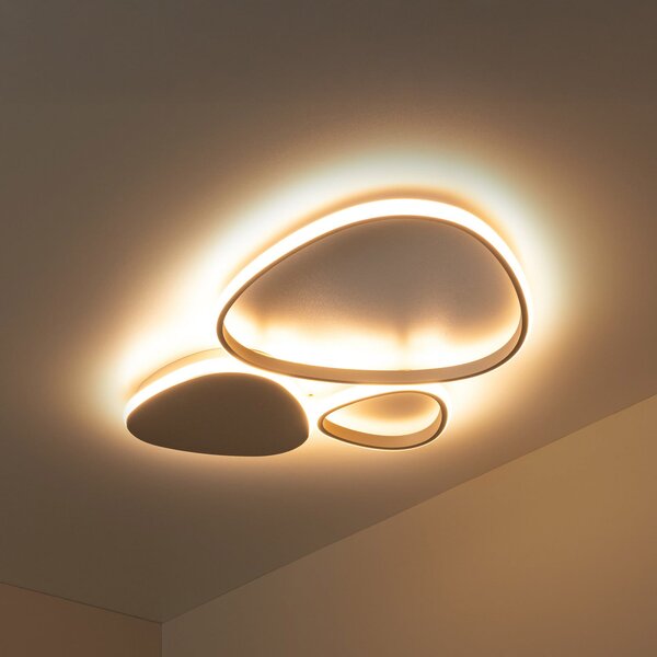 Lucide LED φωτιστικό οροφής Samling, μήκος 62 cm, γκρι-καφέ, μέταλλο, ρυθμιζόμενος, Μπεζ, Σαλόνι / τραπεζαρία, Μέταλλο, σύγχρονο