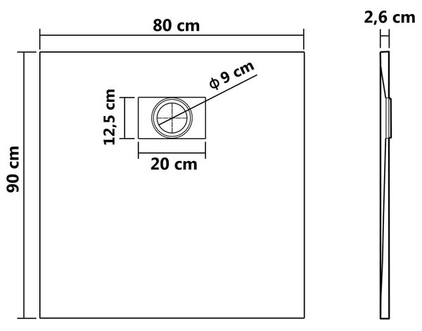 Βάση Ντουζιέρας Καφέ 90 x 80 εκ. από SMC - Καφέ