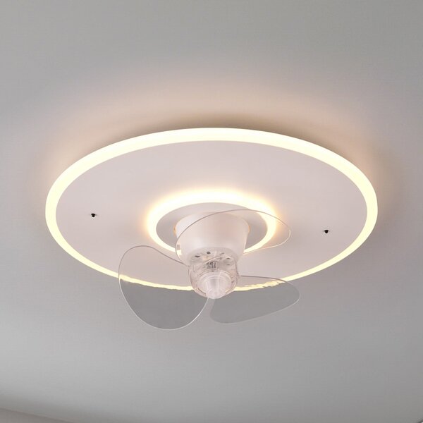 Reality Leuchten Ανεμιστήρας LED Nybro, λευκός, DC, αθόρυβος, Ø 50 cm, CCT, τηλεχειριστήριο, ρυθμιζόμενος, Λευκό, Σαλόνι / τραπεζαρία, Μέταλλο, σύγχρονο