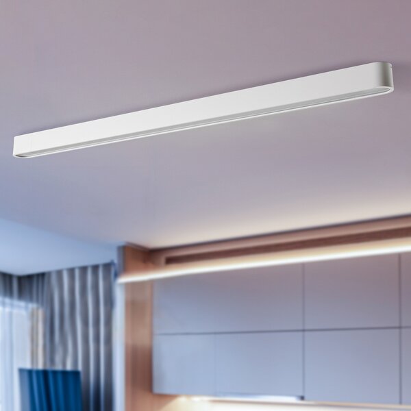 Nowodvorski Lighting Φωτιστικό οροφής Soft, 125 x 6 cm, λευκό, αλουμίνιο, G13, Λευκό, Σαλόνι / τραπεζαρία, Μέταλλο, σύγχρονο
