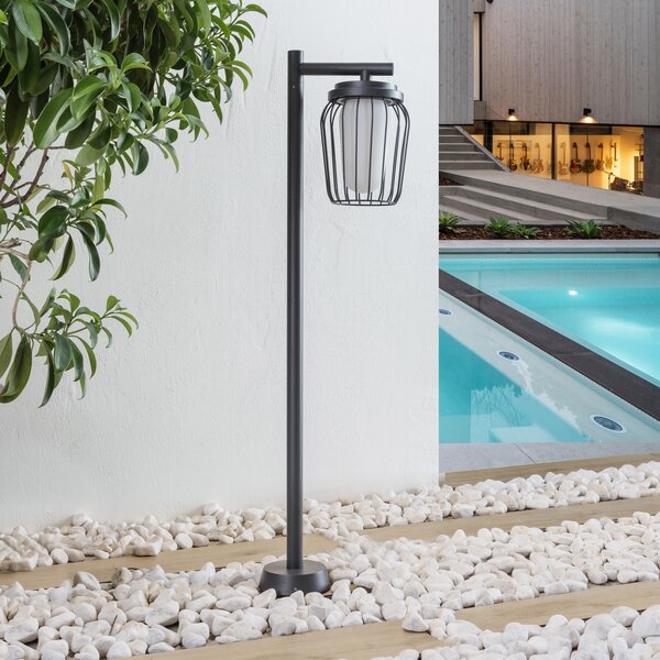 Lucande Φωτιστικό μονοπατιών Chandan, 100 cm, μαύρο, αλουμίνιο, ρυθμιζόμενος, Μαύρο, Μέταλλο, σύγχρονο