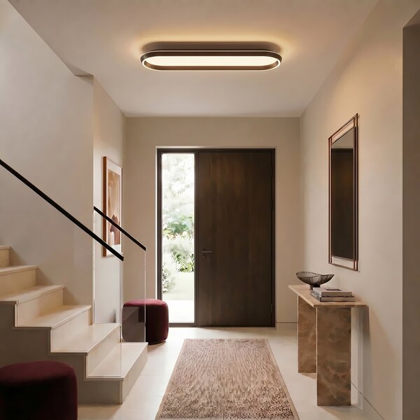 Lucande Φωτιστικό οροφής LED Rylan, 112 εκ., καφέ, με δυνατότητα ρύθμισης, ρυθμιζόμενος, Καφέ / Σκουριάς, Σαλόνι / τραπεζαρία, Μέταλλο, σύγχρονο