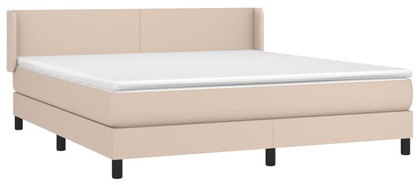 VidaXL Κρεβάτι Boxspring με Στρώμα Καπουτσίνο 160x200εκ.από Συνθ.Δέρμα