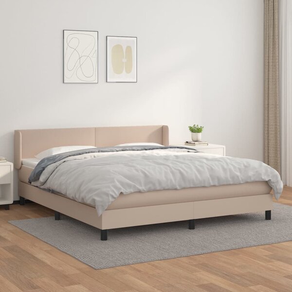 VidaXL Κρεβάτι Boxspring με Στρώμα Καπουτσίνο 160x200εκ.από Συνθ.Δέρμα